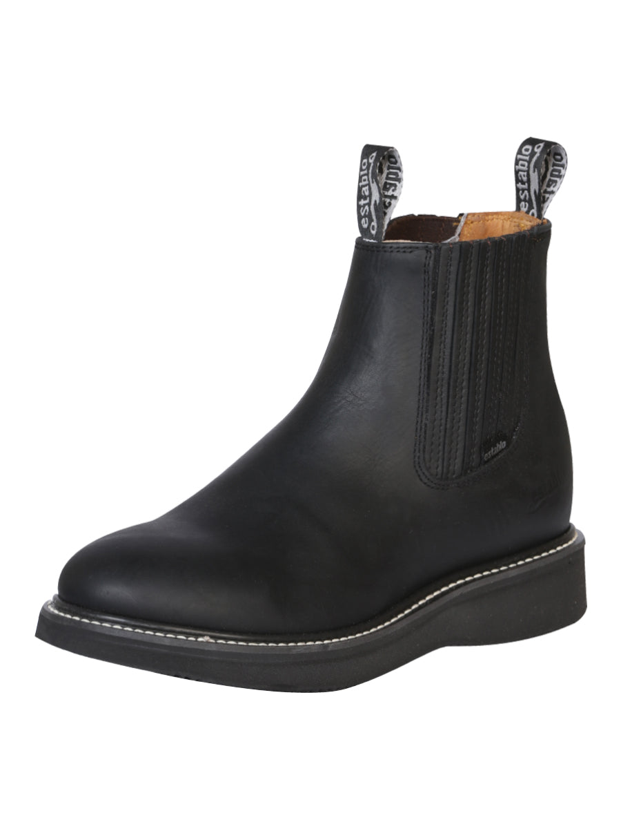 Establo Men’s Work Ankle Boot - Grasso Leather
 - Black 320