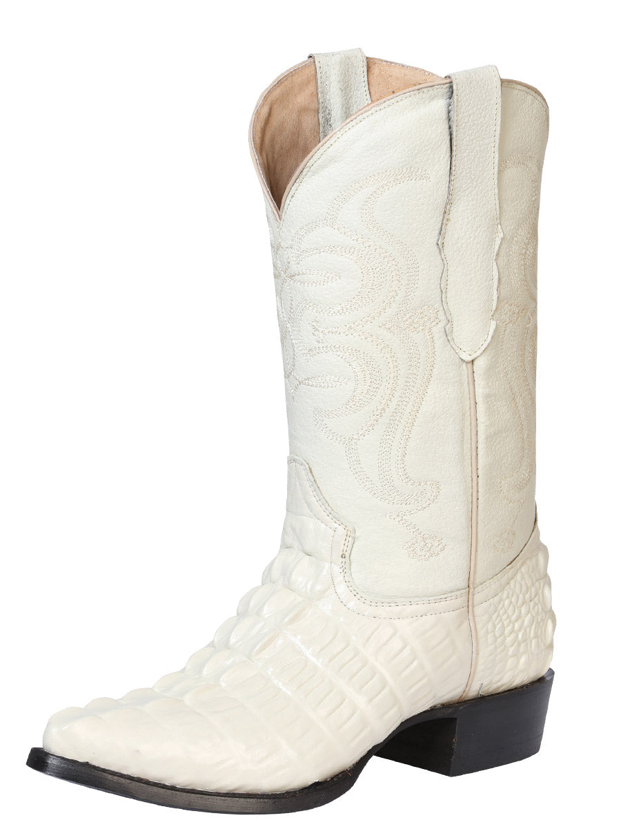 Bota Vaquera Hombre El Señor de los Cielos - Piel Estampado Cola Caimán - Hueso 40845