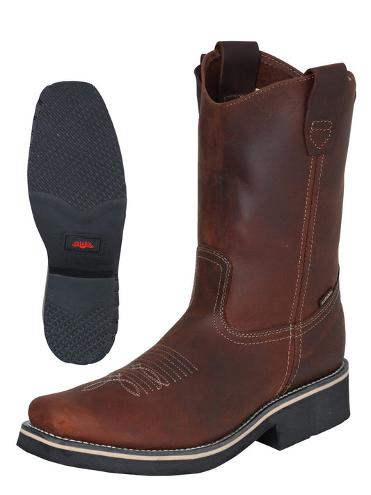 Bota de trabajo Establo para hombre - Piel Crazy en marrón 41531