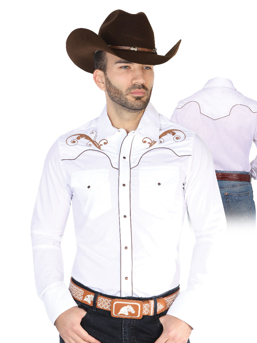 Camisa Bordada El Señor de los Cielos Blanco/Negro 42957