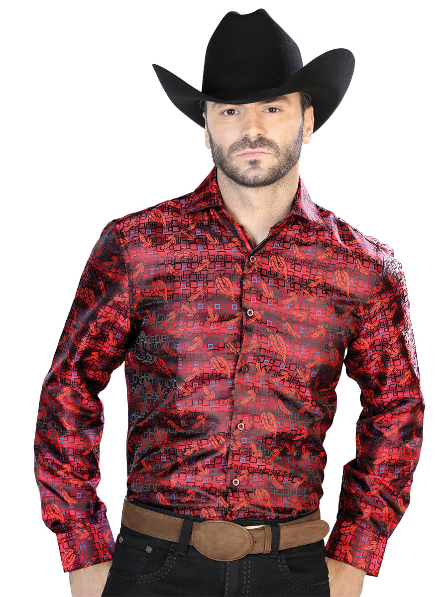 Red And Blue Casual Long Sleeve Shirt 43702