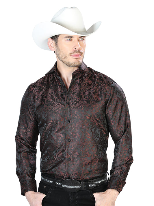 Camisa informal de manga larga marrón 43712