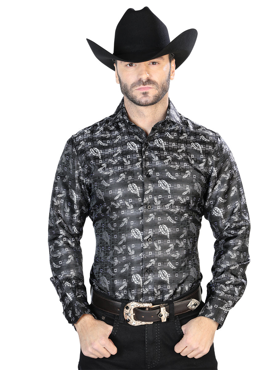 Camisa casual negra de manga larga 43758