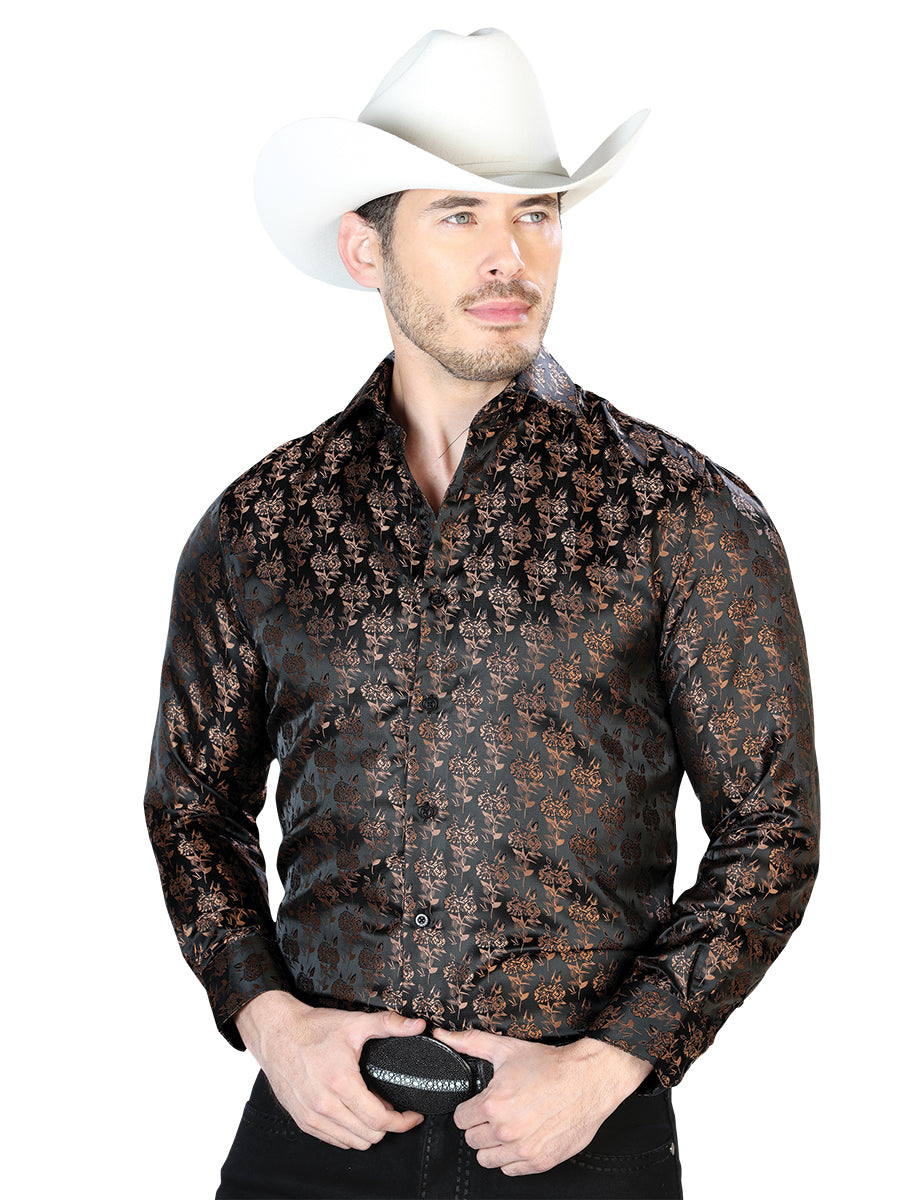 Black And Gold Casual Long Sleeve Shirt 43759