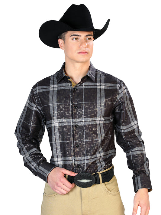 Camisa casual negra de manga larga 43782