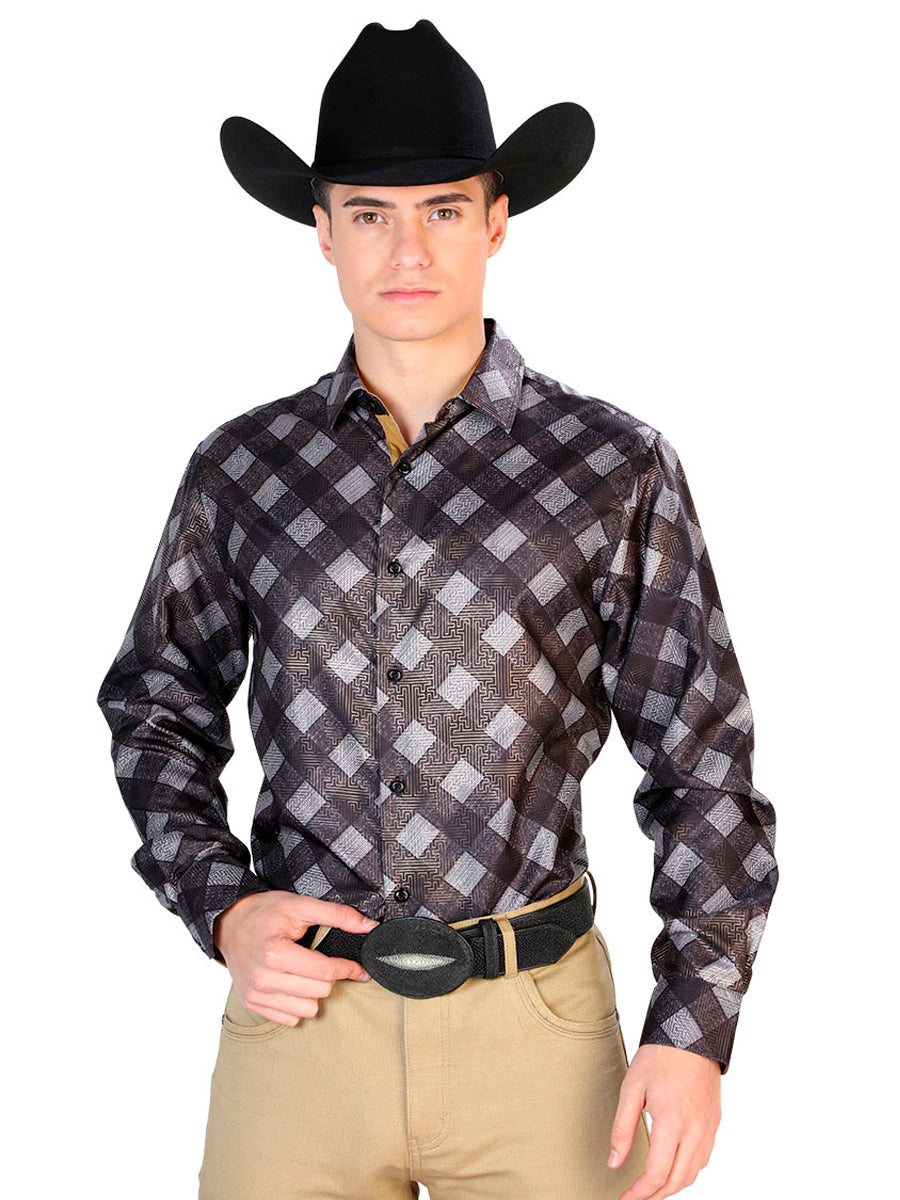 Camisa casual negra de manga larga 43785