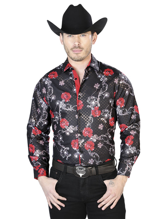 Camisa casual negra de manga larga 43809