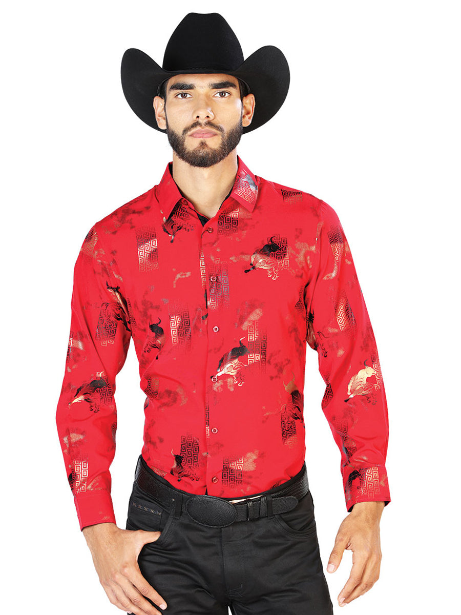 Wine Casual Long Sleeve Shirt 43846