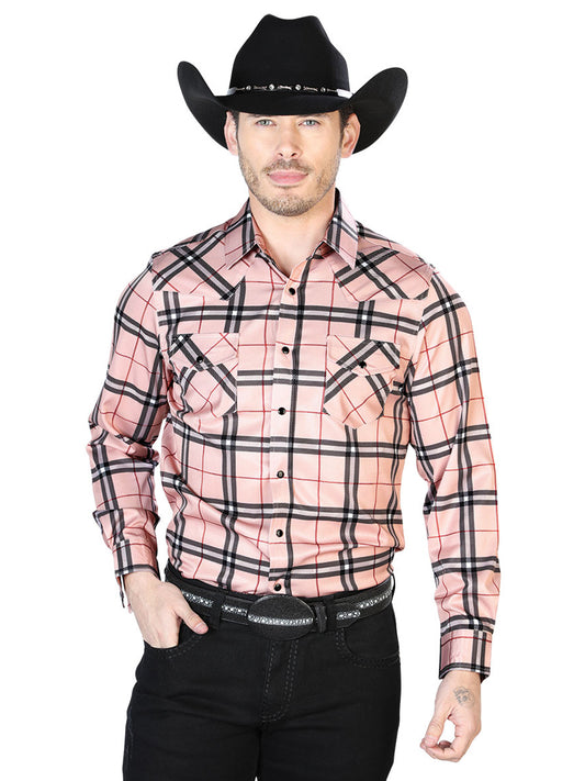 Camisa casual de manga larga beige con rayas 43924