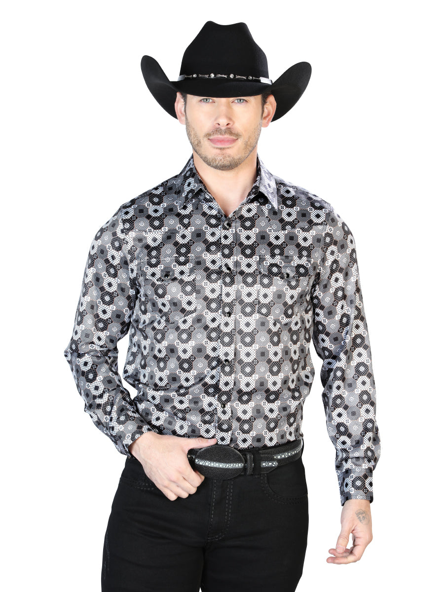 Black And Gray Casual Long Sleeve Shirt 43939