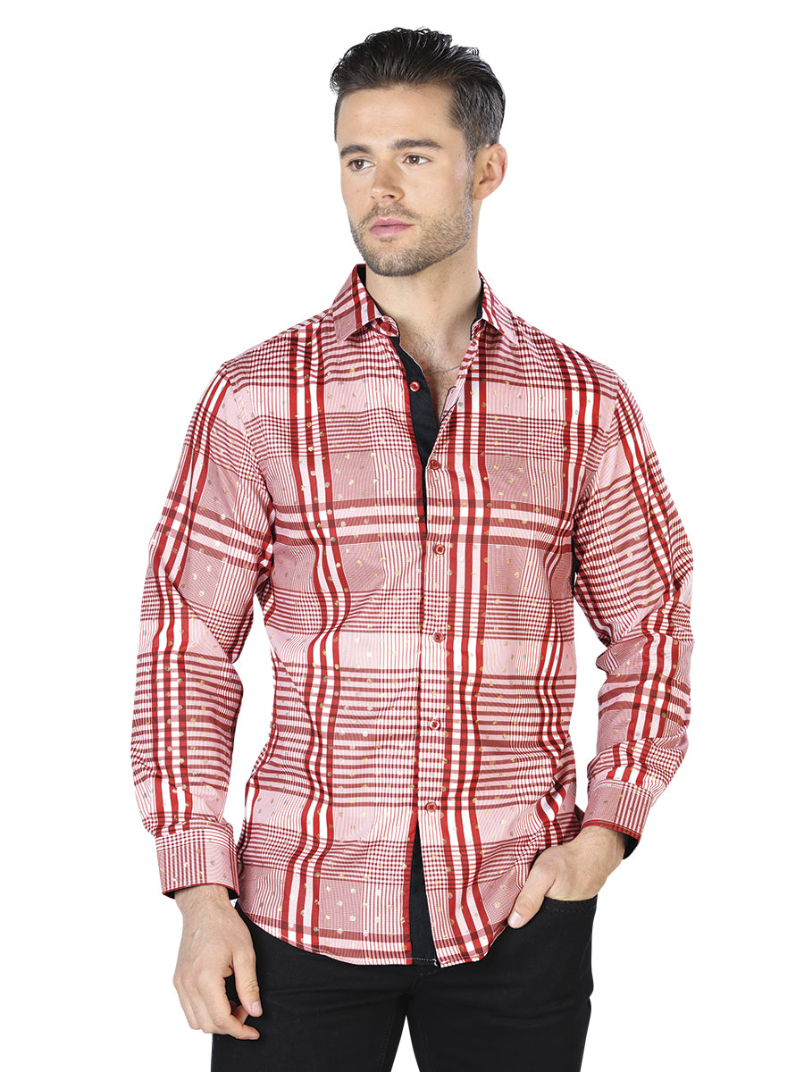 Red And White Casual Long Sleeve Shirt 44015