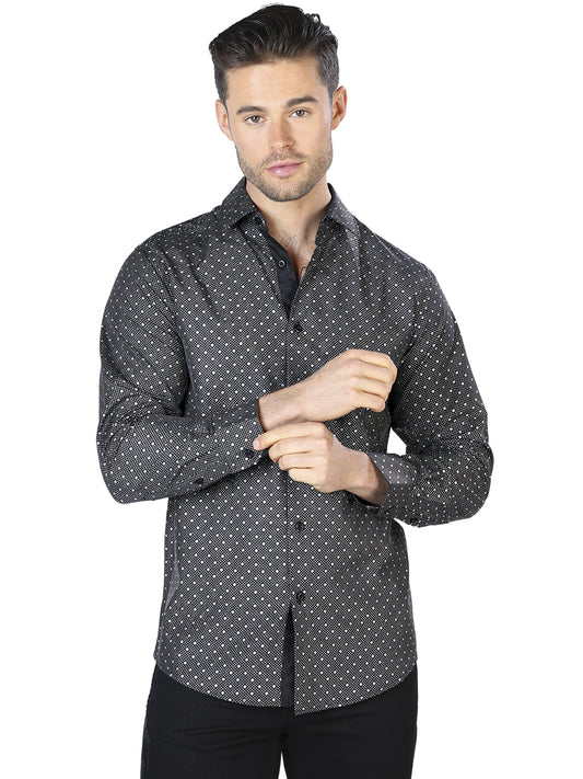 Camisa casual negra de manga larga 44043