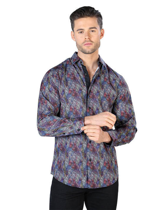 Camisa de manga larga negra multicolor 44044