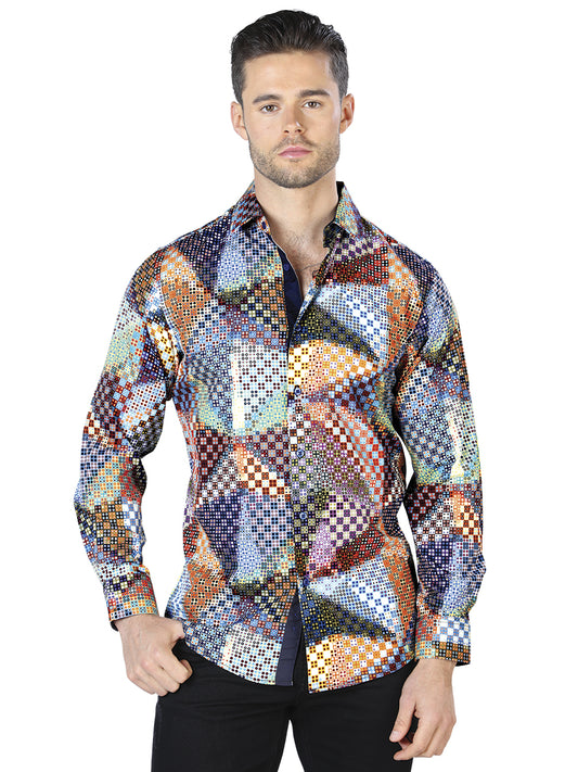 Camisa casual de manga larga multicolor 44045