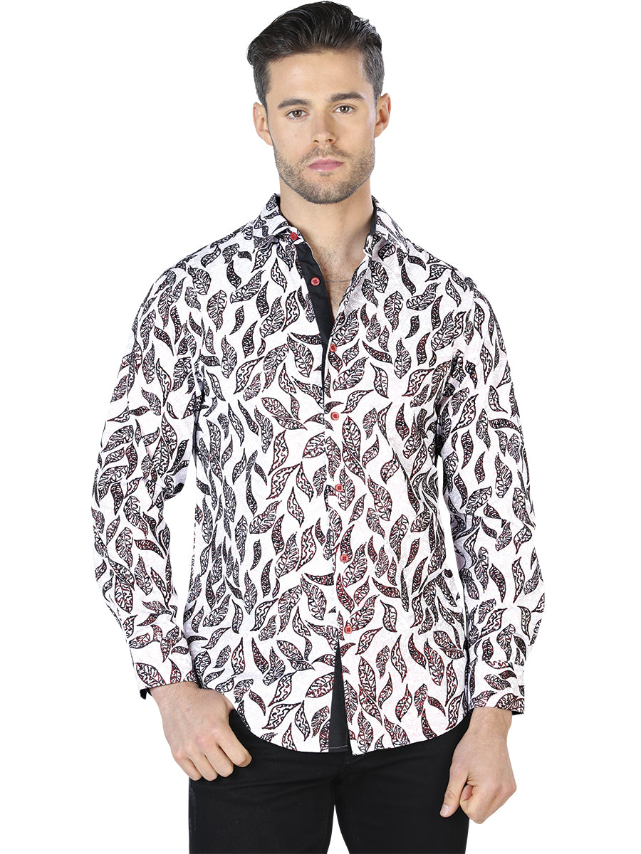 Camisa casual de manga larga blanca y negra 44055