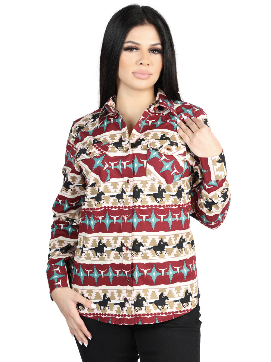 El General Black/Gold Casual Long-Sleeve Shirt - Burgandy 44480