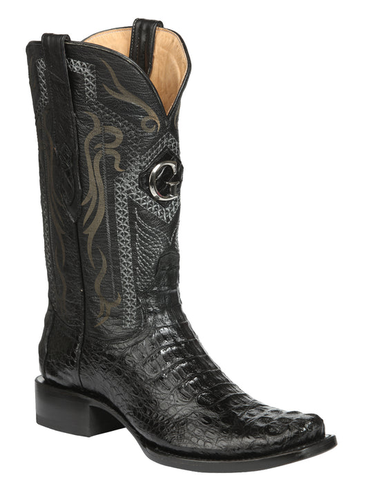 Botas vaqueras exóticas de caimán Nuca para hombre de El General - Negro 45521