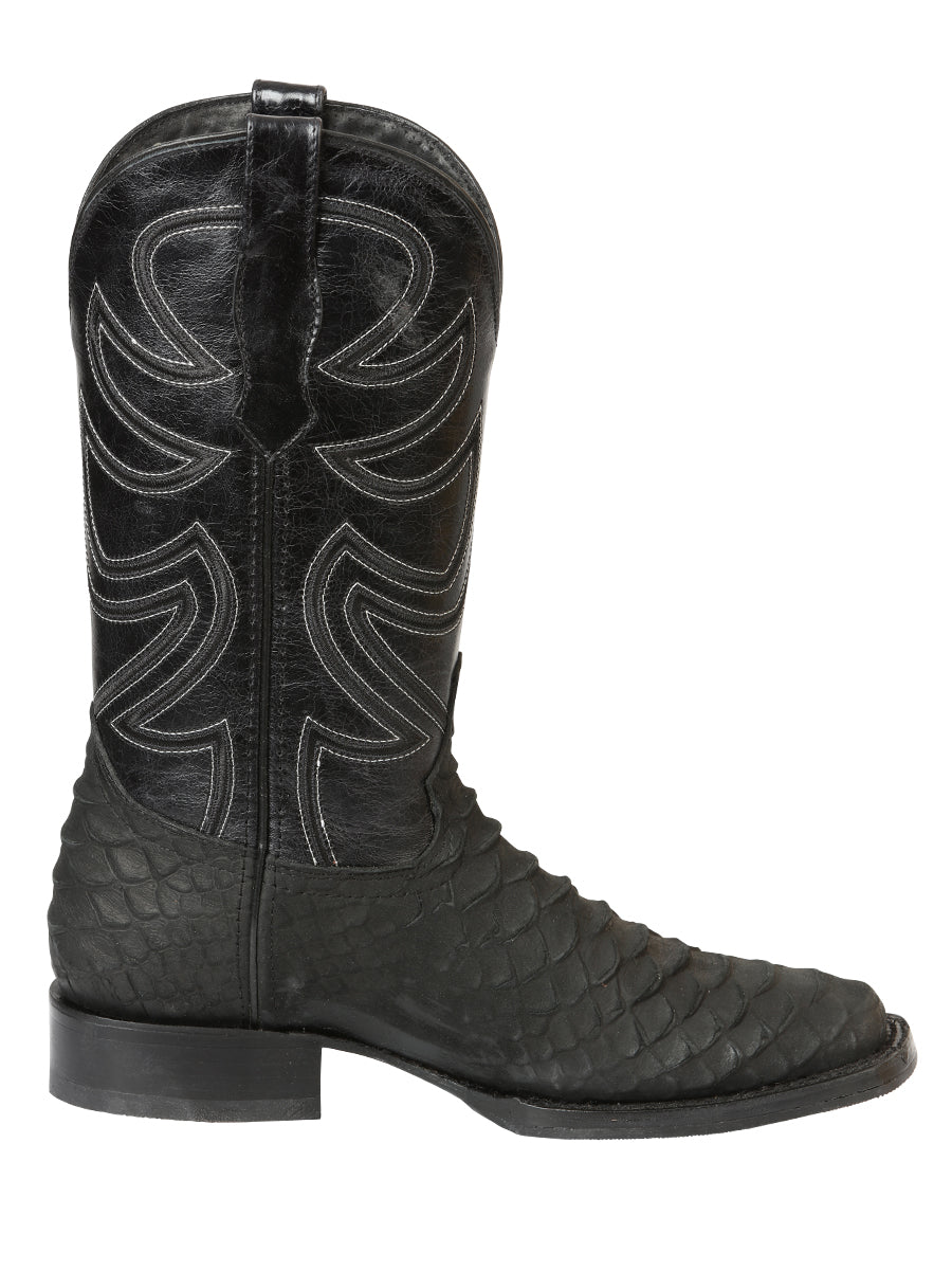 Bota de rodeo El General para hombre, imitación de pitón, color negro 45561