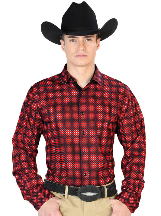 Camisa informal de manga larga burdeos 126263