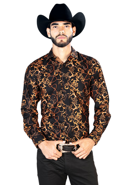 Camisa casual negra de manga larga 126268