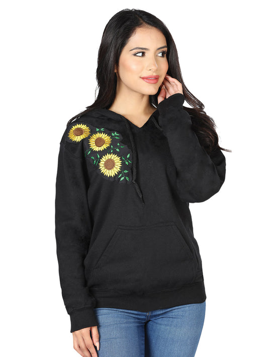 Sudadera Bordada Artesanal 100% Algodón Negra 602823