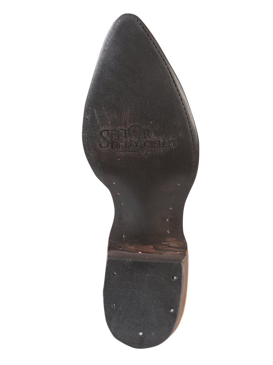 Bota Vaquera Hombre El Señor de los Cielos - Piel Estampado Cola Caiman - Manteca 40843