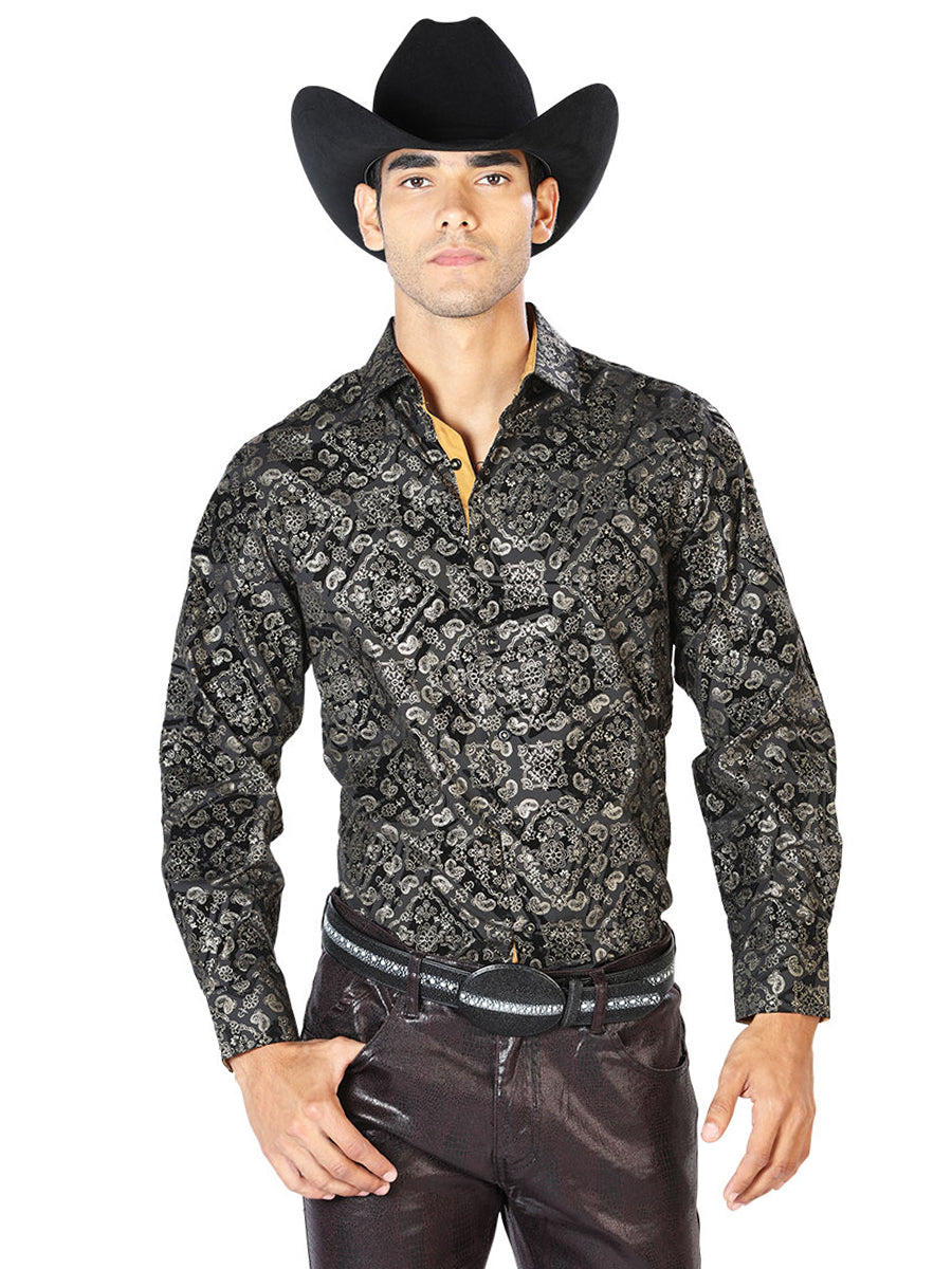Camisa casual negra de manga larga 43600