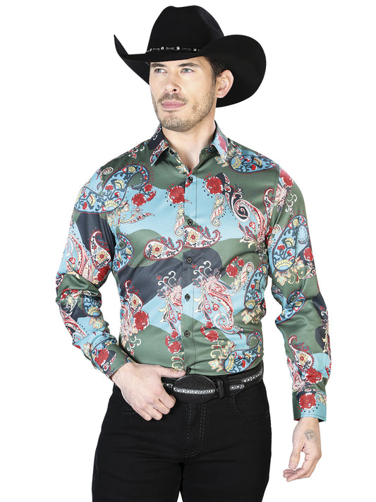 Green Casual Long Sleeve Shirt 43681