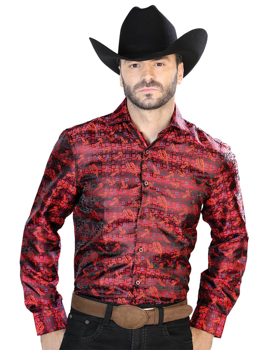 Red And Blue Casual Long Sleeve Shirt 43702