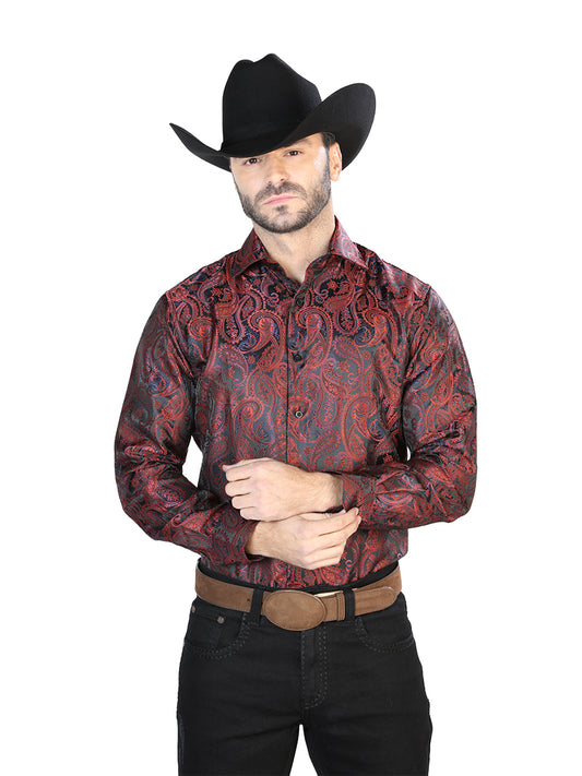 Red And Black Casual Long Sleeve Shirt 43708