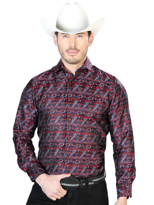 Red And Blue Casual Long Sleeve Shirt 43711
