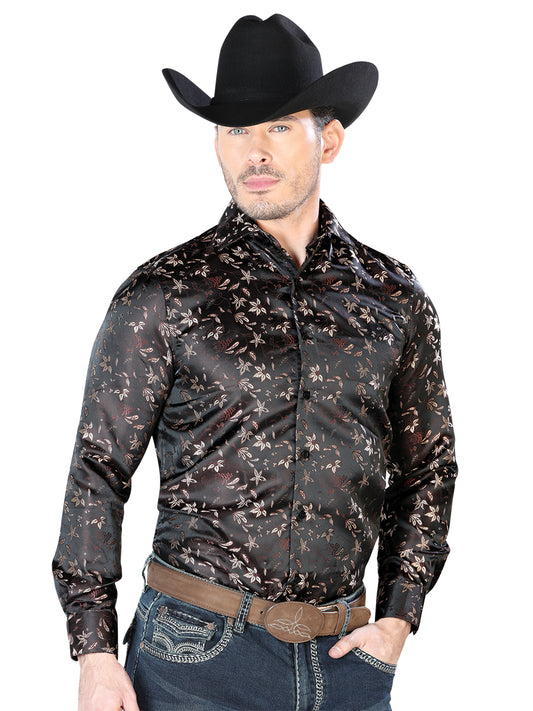 Brown Casual Long Sleeve Shirt 43714