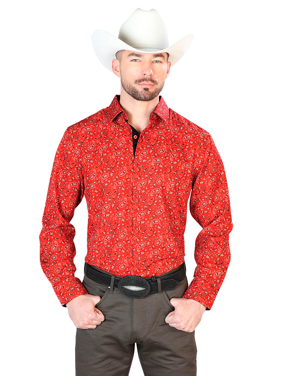 Red Casual Long Sleeve Shirt 43716