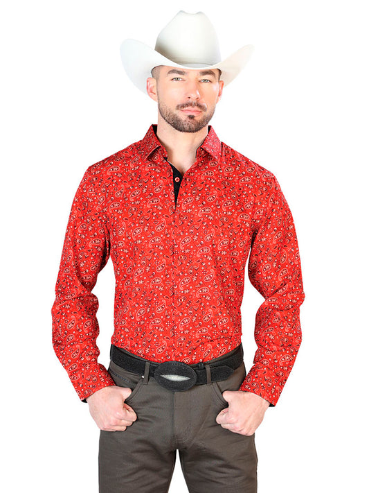 Red Casual Long Sleeve Shirt 43716