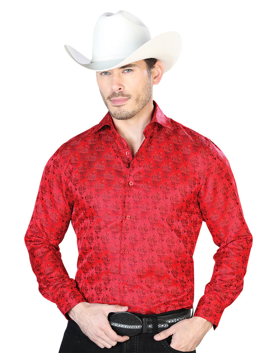 Red Casual Long Sleeve Shirt 43739