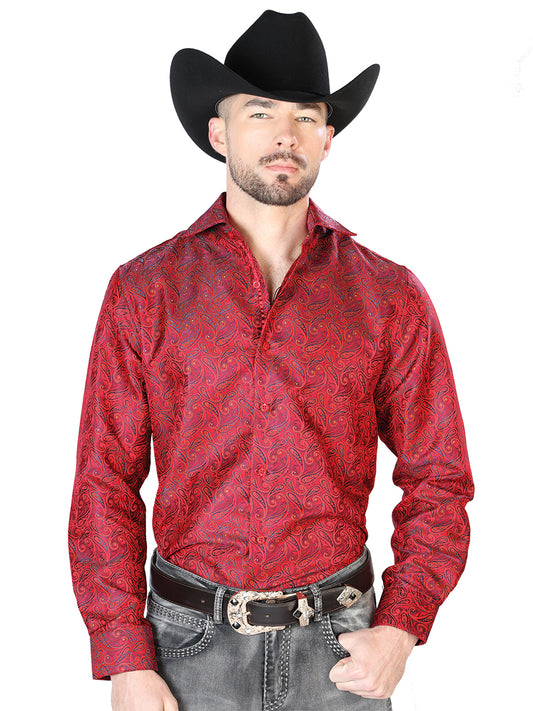 Red Casual Long Sleeve Shirt 43740