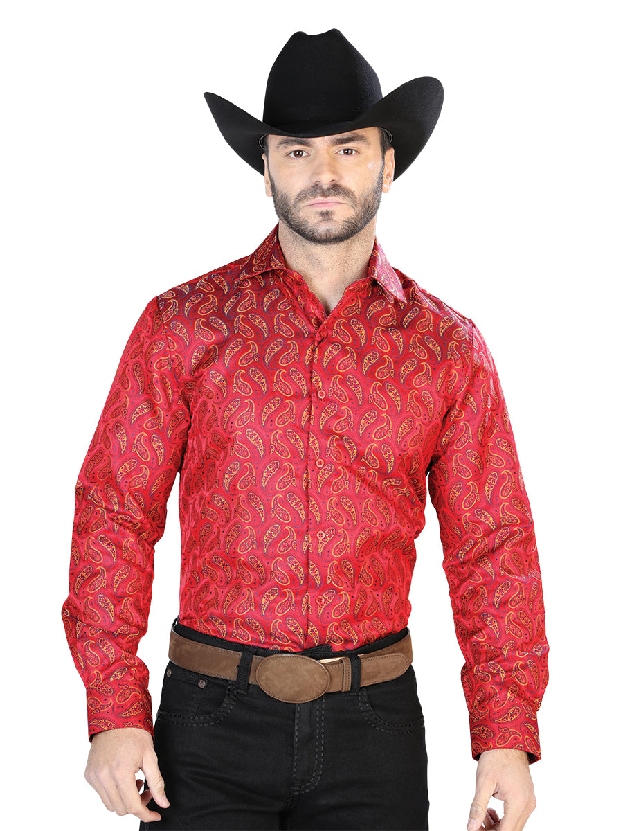 Red Casual Long Sleeve Shirt 43741