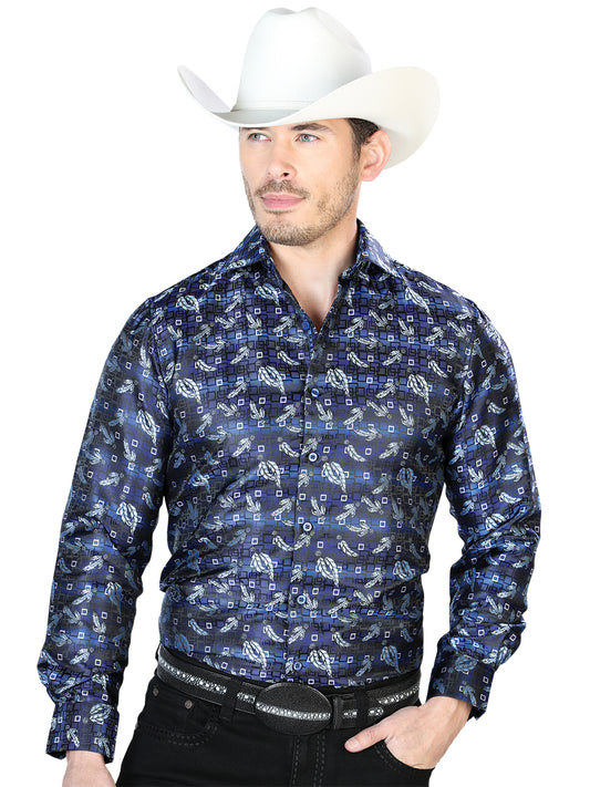 Blue Casual Long Sleeve Shirt 43747