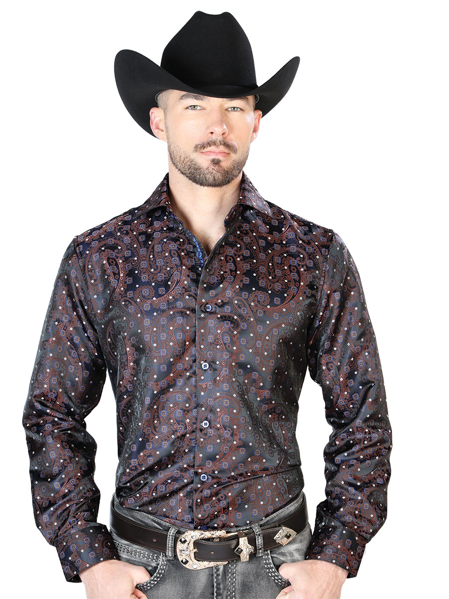 Red And Blue Casual Long Sleeve Shirt 43752