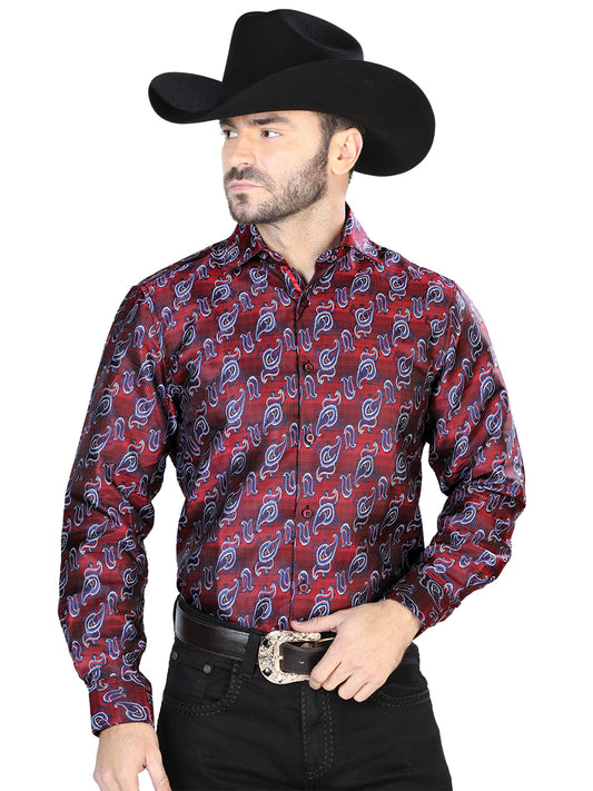Red And Blue Casual Long Sleeve Shirt 43761