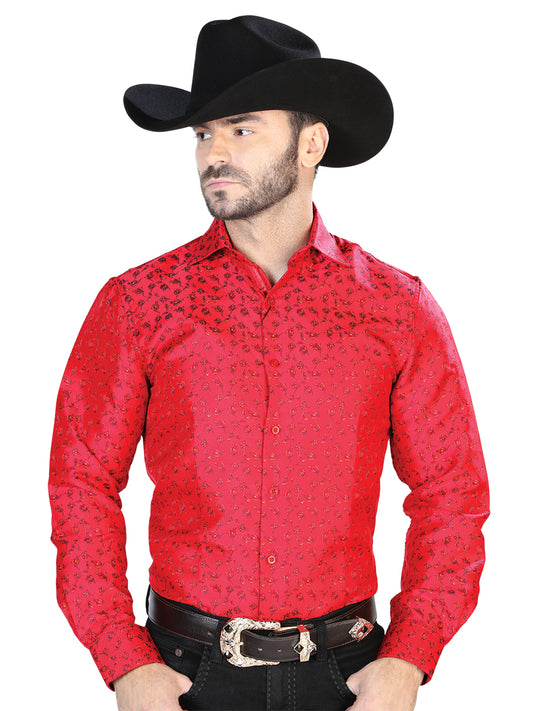Red Casual Long Sleeve Shirt 43765
