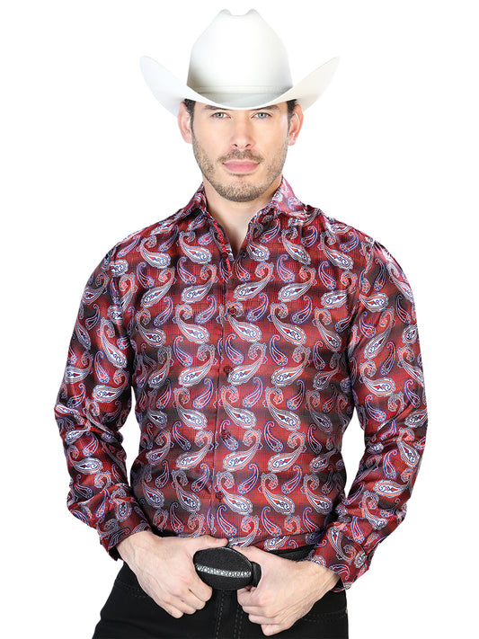 Red And White Casual Long Sleeve Shirt 43766