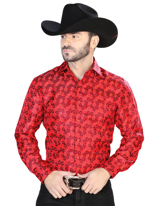 Red Casual Long Sleeve Shirt 43767