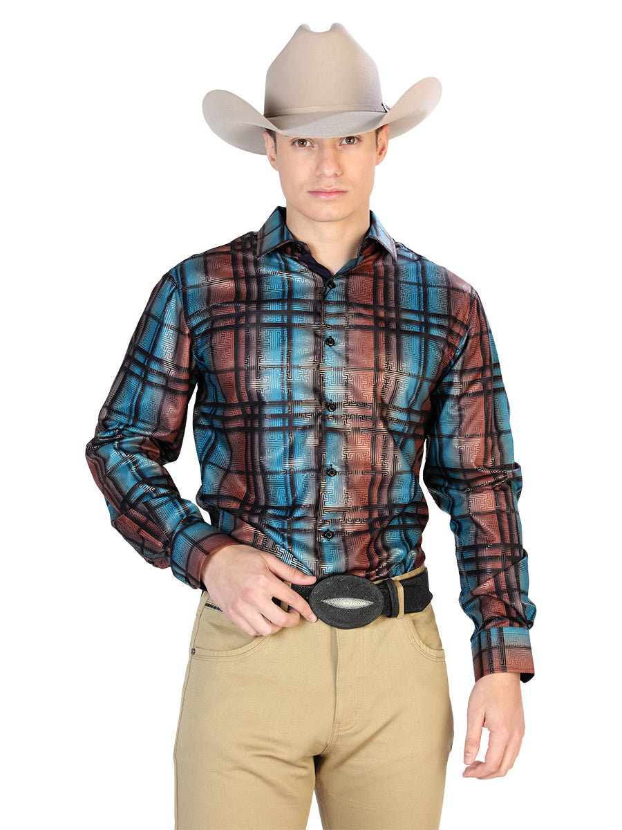 Blue Casual Long Sleeve Shirt 43780