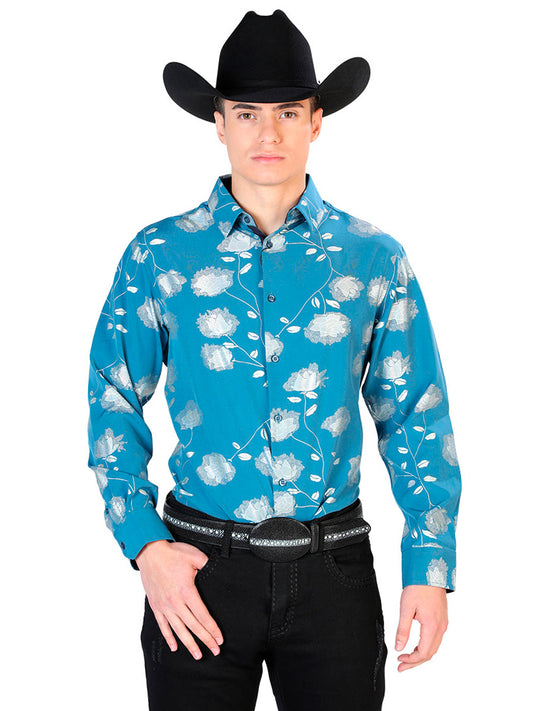 Navy Blue Casual Long Sleeve Shirt 43787
