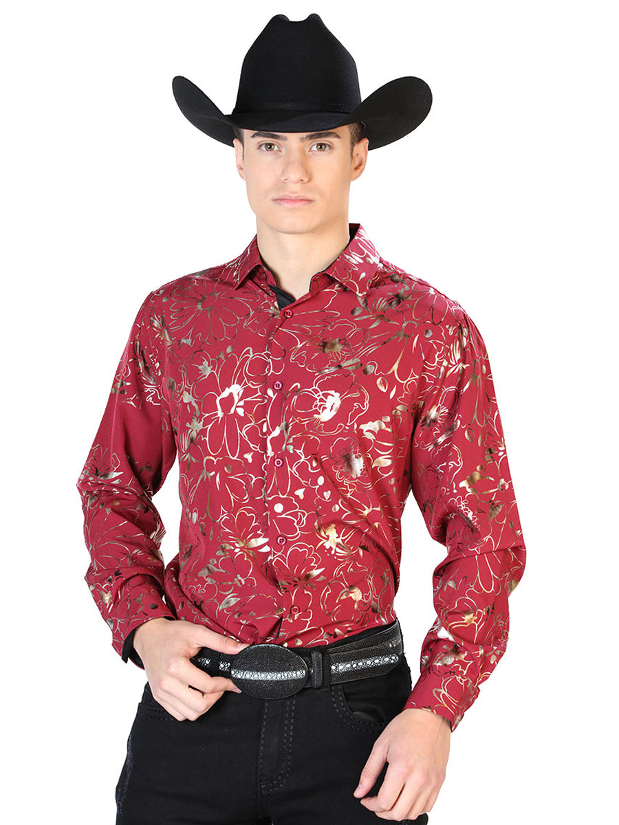 Dark Wine Casual Long Sleeve Shirt 43861