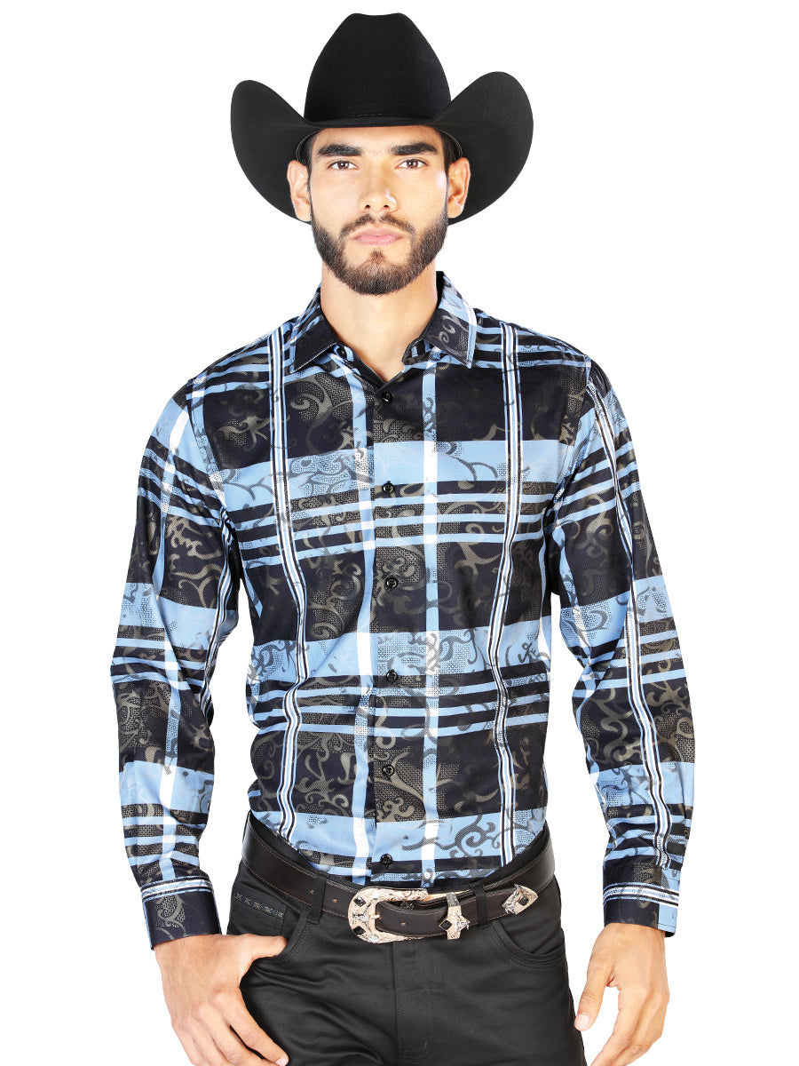 Black And Blue Long Sleeve Shirt 43864