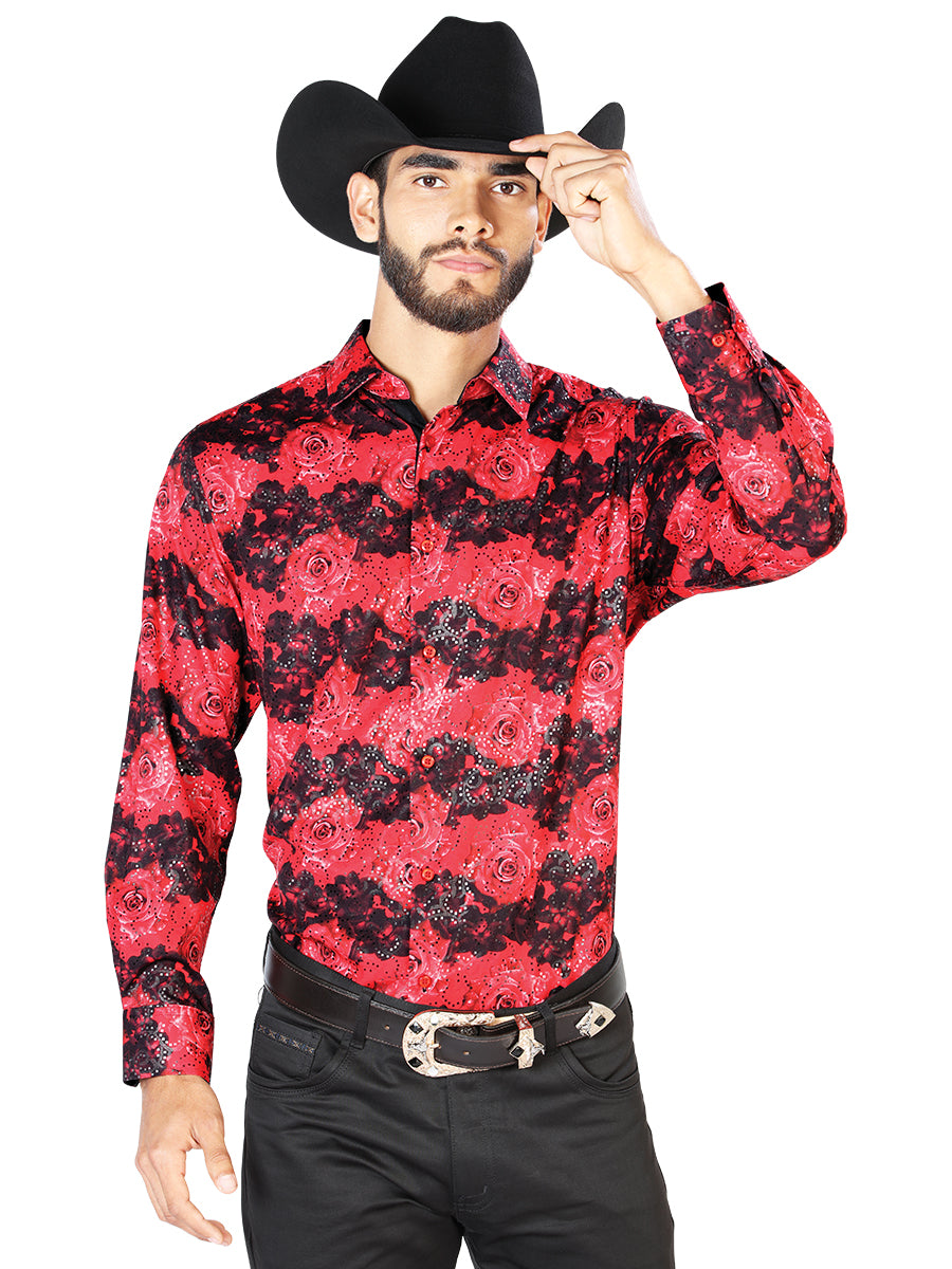 Red Casual Long Sleeve Shirt 43874