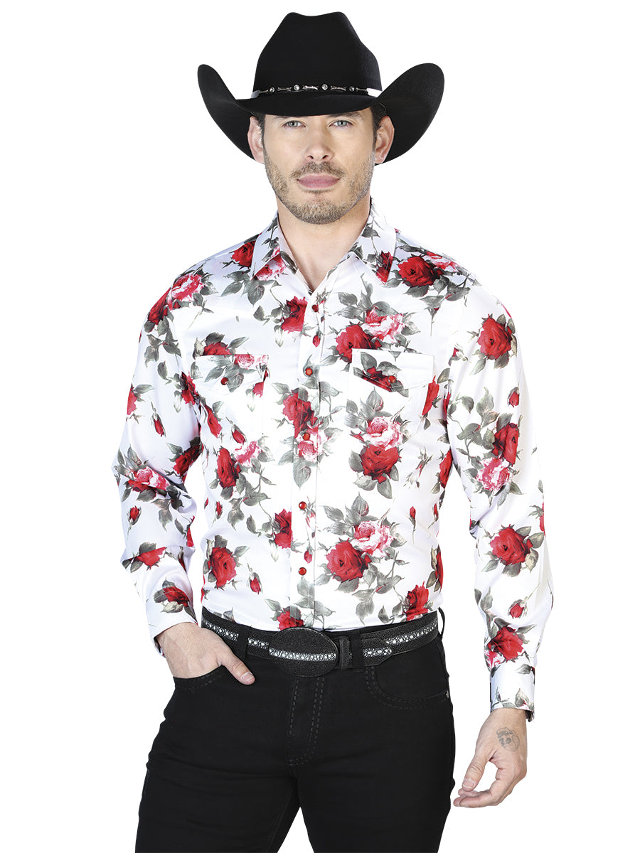 White Roses Casual Long Sleeve Shirt 43935