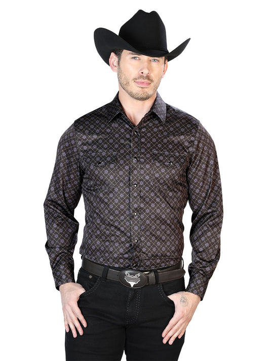 Brown Casual Long Sleeve Shirt 43950